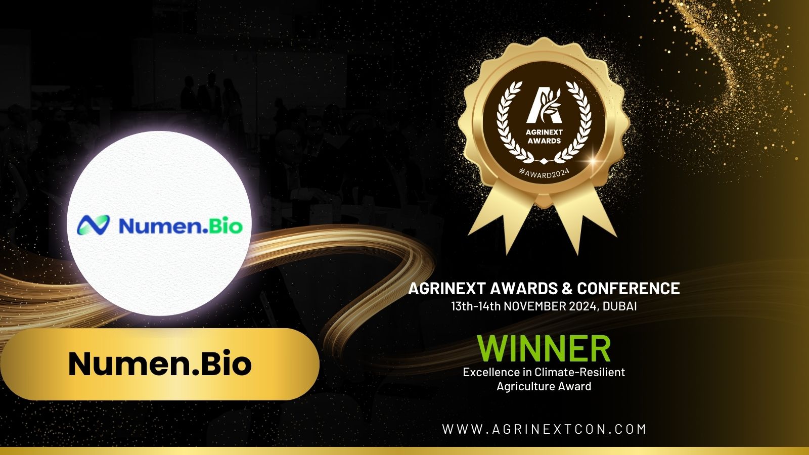 Numen.bio Wins Excellence in Agriculture – Climate-Resilient Agriculture Award at AgriNext Awards Dubai 2024