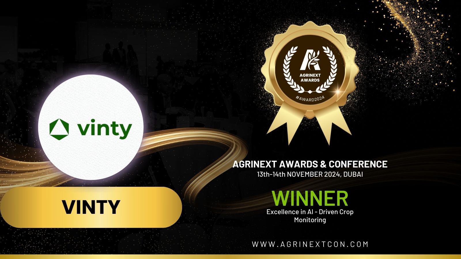 VINTY Recognized for Excellence in AI-Driven Crop Monitoring at AgriNext Awards Dubai 2024