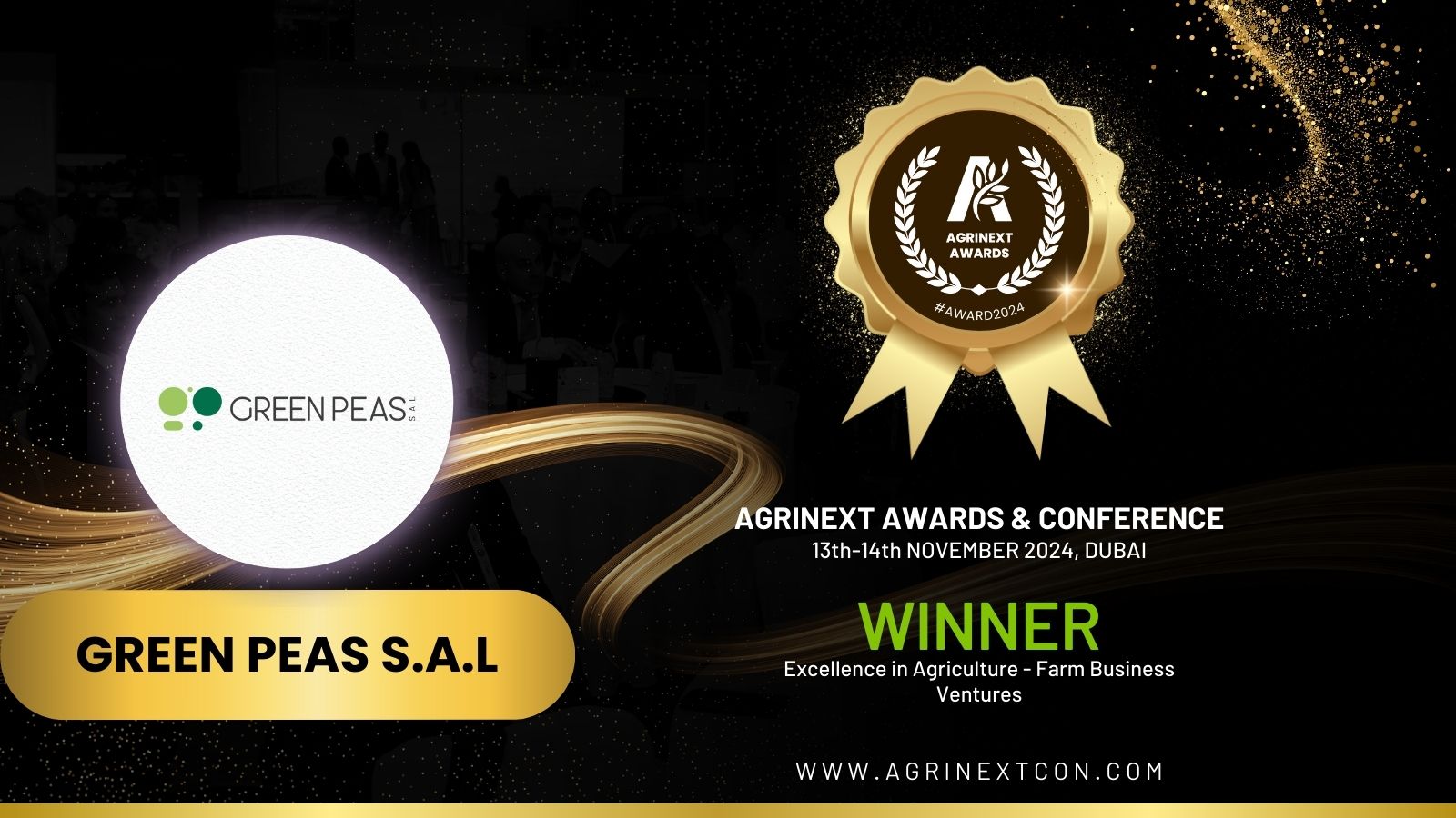 Green Peas S.A.L Honoured with Excellence in Agriculture – Farm Business Ventures Award at AgriNext 2024